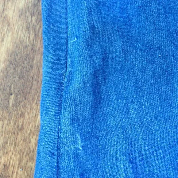 Denim Dress With Front Ruffle - Picture 12 of 13